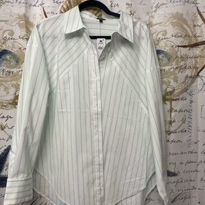 White Striped Button-Up Shirt